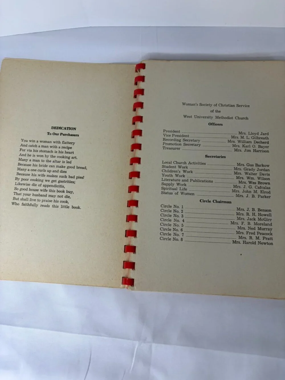 Vintage MCM Kitchen Klassics Cookbook West University Methodist Church Texas